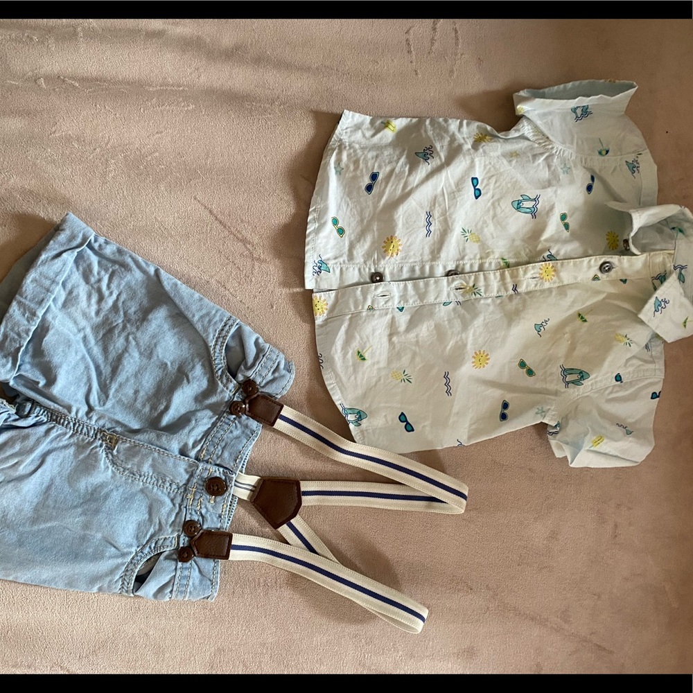 Short overalls with beachy top. Worn once.